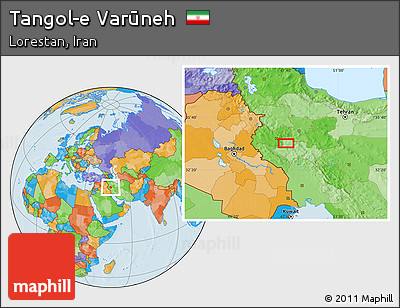 Political Location Map of Tangol-e Varūneh