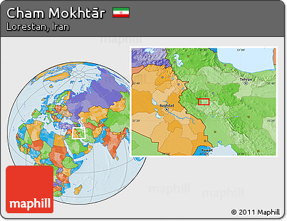 Political Location Map of Cham Mokhtār