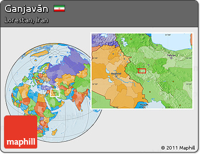 Political Location Map of Ganjavān