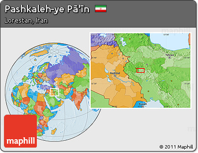 Political Location Map of Pashkaleh-ye Pā'īn
