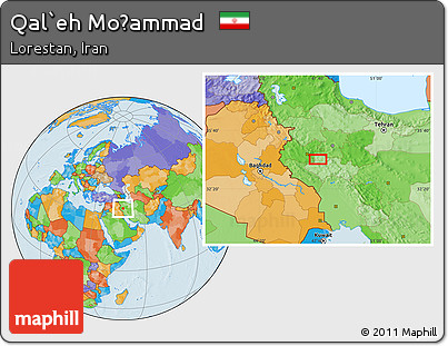 Political Location Map of Qal`eh Moḩammad