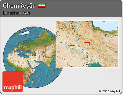 Satellite Location Map of Cham Ḩeşār