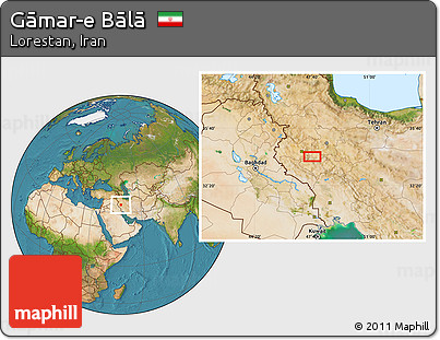 Satellite Location Map of Gāmar-e Bālā