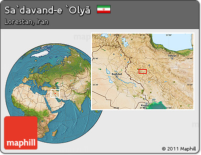 Satellite Location Map of Sa`davand-e `Olyā