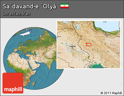 Satellite Location Map of Sa`davand-e `Olyā
