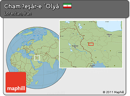 Savanna Style Location Map of Cham Ḩeşār-e `Olyā