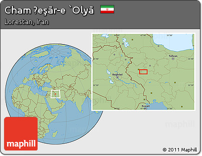 Savanna Style Location Map of Cham Ḩeşār-e `Olyā