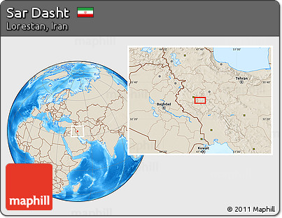 Shaded Relief Location Map of Sar Dasht