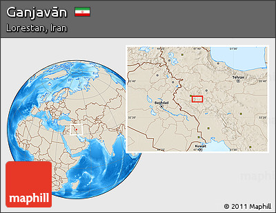 Shaded Relief Location Map of Ganjavān