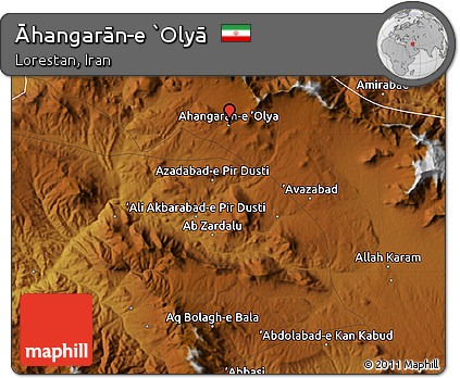 Physical Map of Āhangarān-e `Olyā