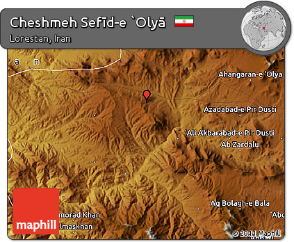 Physical Map of Cheshmeh Sefīd-e `Olyā