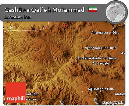 Physical Map of Gashūr-e Qal`eh Moḩammad