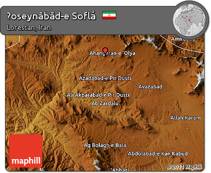 Physical Map of Ḩoseynābād-e Soflá