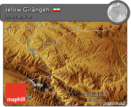 Physical Map of Jelow Gīrāngeh