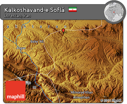 Physical Map of Kalkoshavand-e Soflá