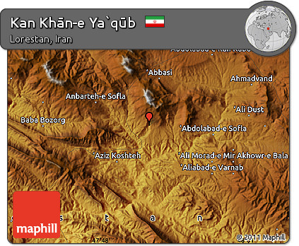 Physical Map of Kan Khān-e Ya`qūb