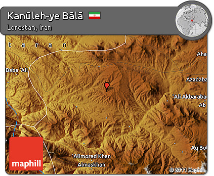 Physical Map of Kanūleh-ye Bālā