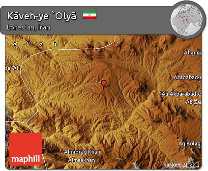 Physical Map of Kāveh-ye `Olyā