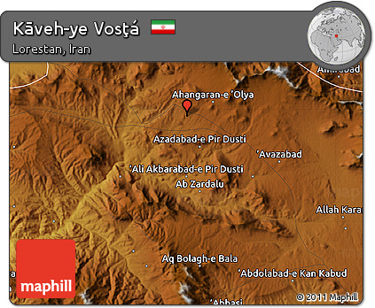 Physical Map of Kāveh-ye Vosţá
