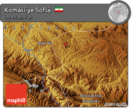 Physical Map of Komāsī-ye Soflá