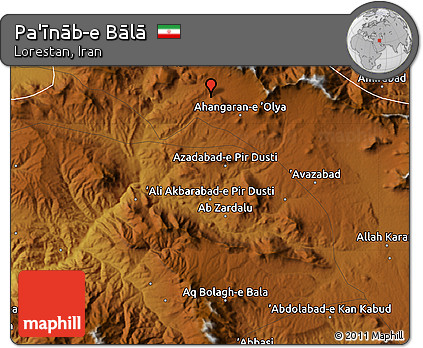 Physical Map of Pa'īnāb-e Bālā