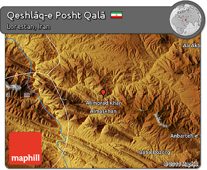 Physical Map of Qeshlāq-e Posht Qalā