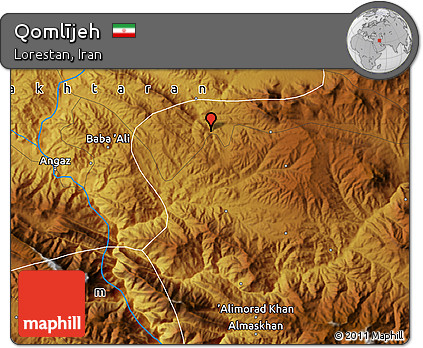 Physical Map of Qomlījeh