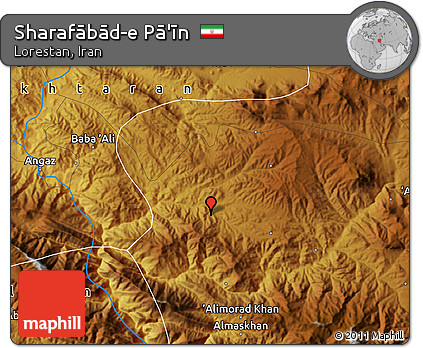 Physical Map of Sharafābād-e Pā'īn