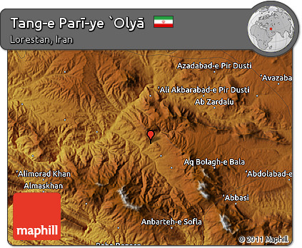Physical Map of Tang-e Parī-ye `Olyā