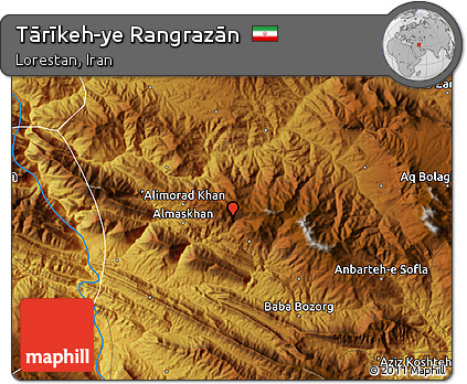 Physical Map of Tārīkeh-ye Rangrazān