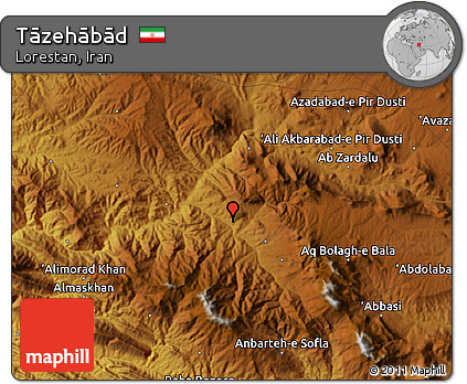 Physical Map of Tāzehābād