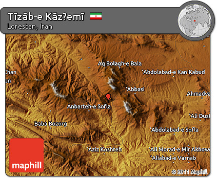 Physical Map of Tīzāb-e Kāz̧emī