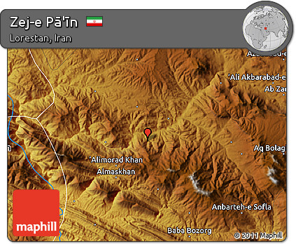 Physical Map of Zej-e Pā'īn