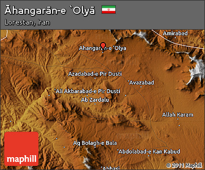 Physical Map of Āhangarān-e `Olyā