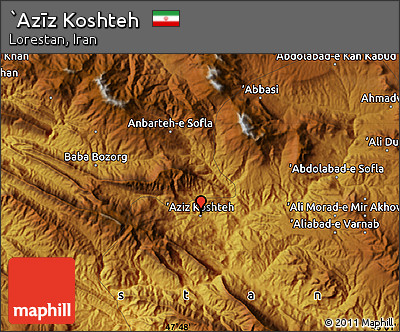 Physical Map of `Azīz Koshteh