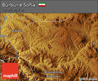 Physical Map of Būrbūr-e Soflá