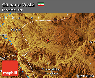 Physical Map of Gāmar-e Vosţá