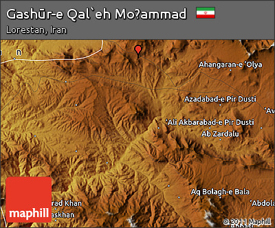 Physical Map of Gashūr-e Qal`eh Moḩammad