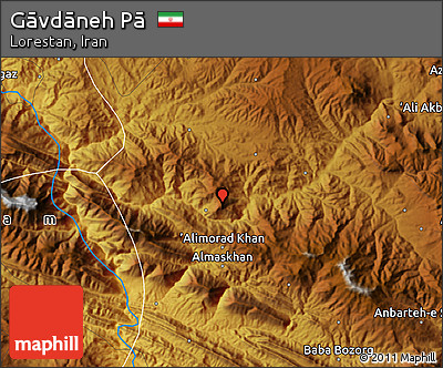 Physical Map of Gāvdāneh Pā