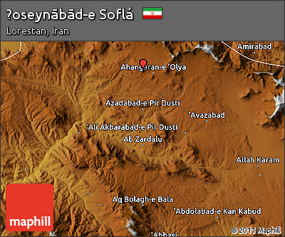 Physical Map of Ḩoseynābād-e Soflá