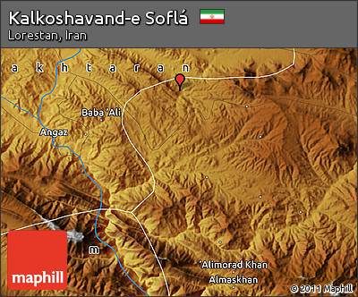 Physical Map of Kalkoshavand-e Soflá