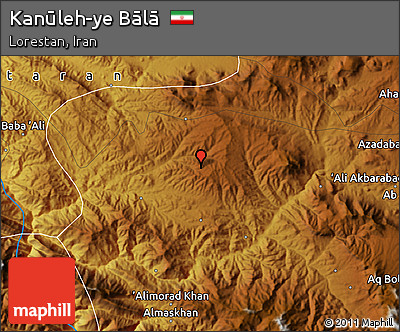 Physical Map of Kanūleh-ye Bālā