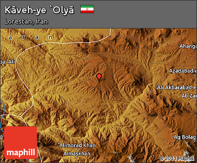 Physical Map of Kāveh-ye `Olyā