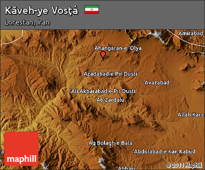 Physical Map of Kāveh-ye Vosţá