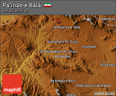 Physical Map of Pa'īnāb-e Bālā