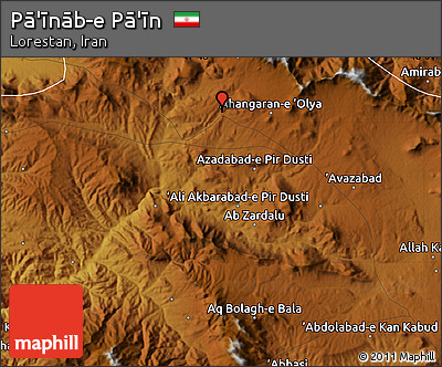 Physical Map of Pā'īnāb-e Pā'īn