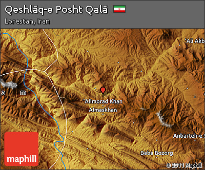 Physical Map of Qeshlāq-e Posht Qalā