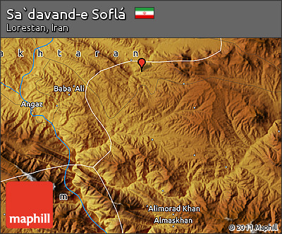 Physical Map of Sa`davand-e Soflá