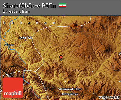 Physical Map of Sharafābād-e Pā'īn