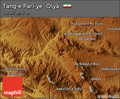 Physical Map of Tang-e Parī-ye `Olyā